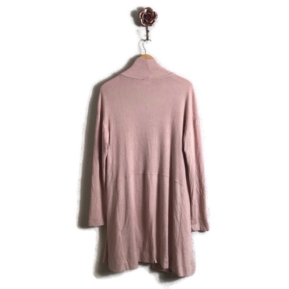 Anthropologie COA Medium Pink Cozy Rayon Open Front Long Line Layering Cardigan - Picture 2 of 7